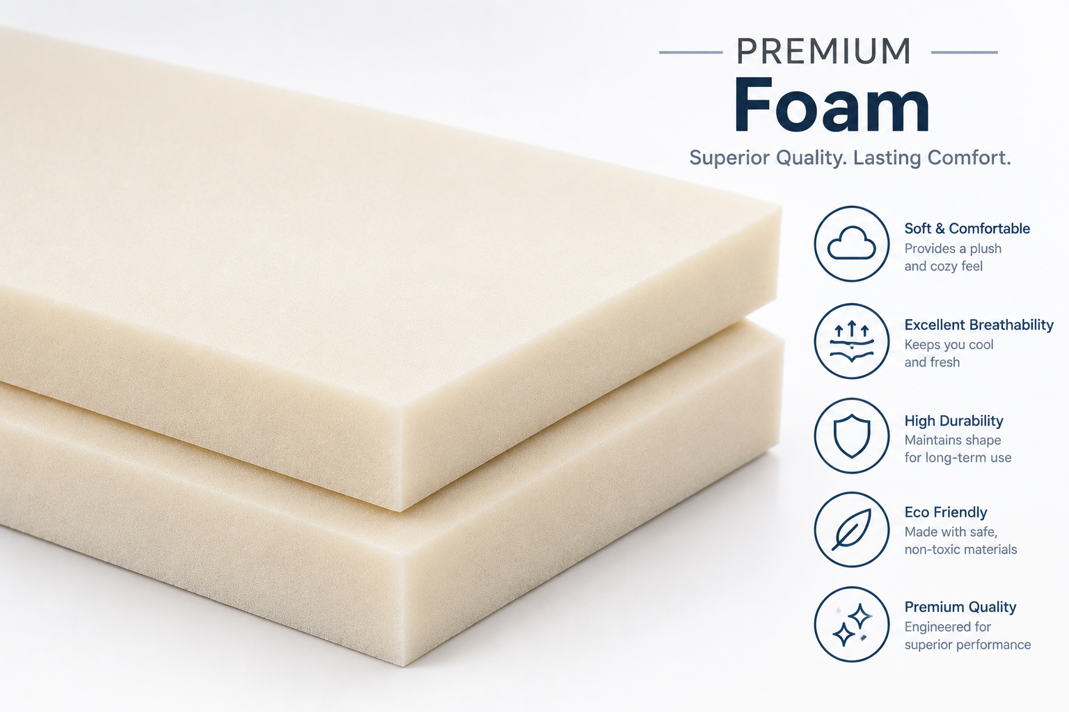 EcoLiv PU Foam Premium ivory foam sheets